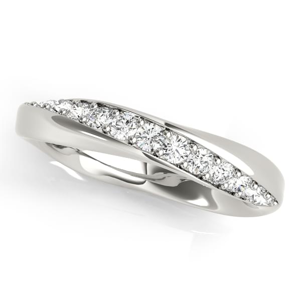 Twisted Prong In Channel Wedding Band - 14Kt White - Natural VS1-VS2, F-G - 51116-W.