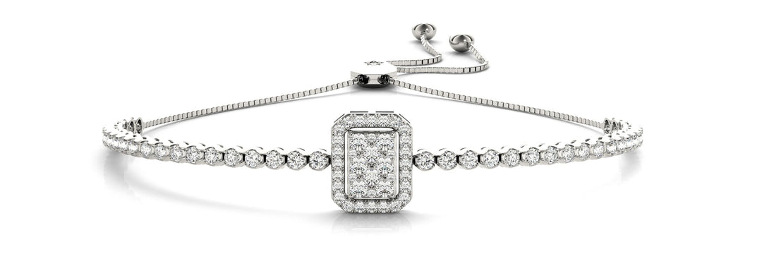 CLUSTER ADJUSTABLE BRACELET - 14Kt White - Lab Grown VS-SI1, E/F/G - 70571