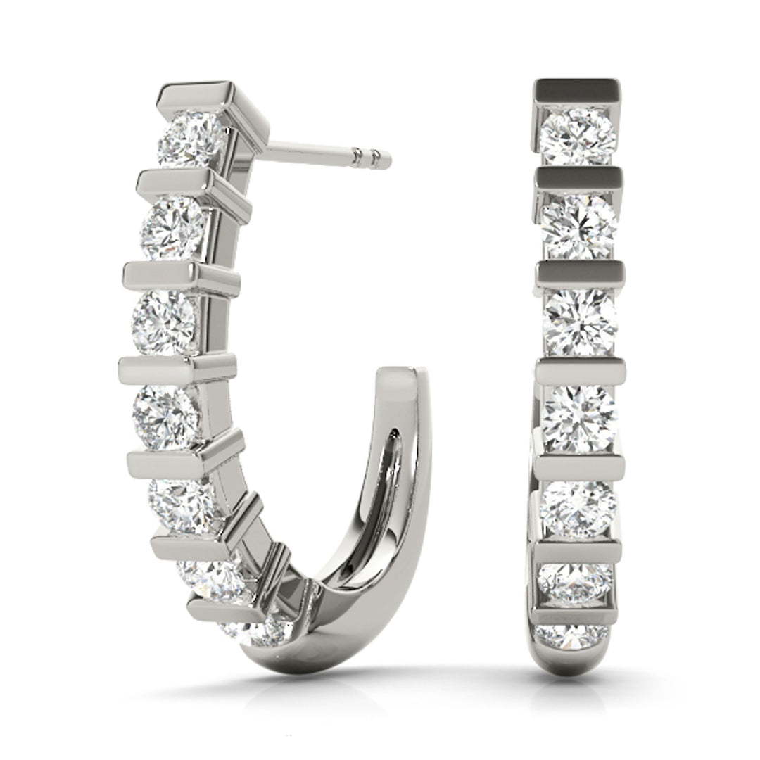 J-Hoop Earrings - 14Kt White - 1/3 CT - Natural VS1-VS2, F-G - 40009-A