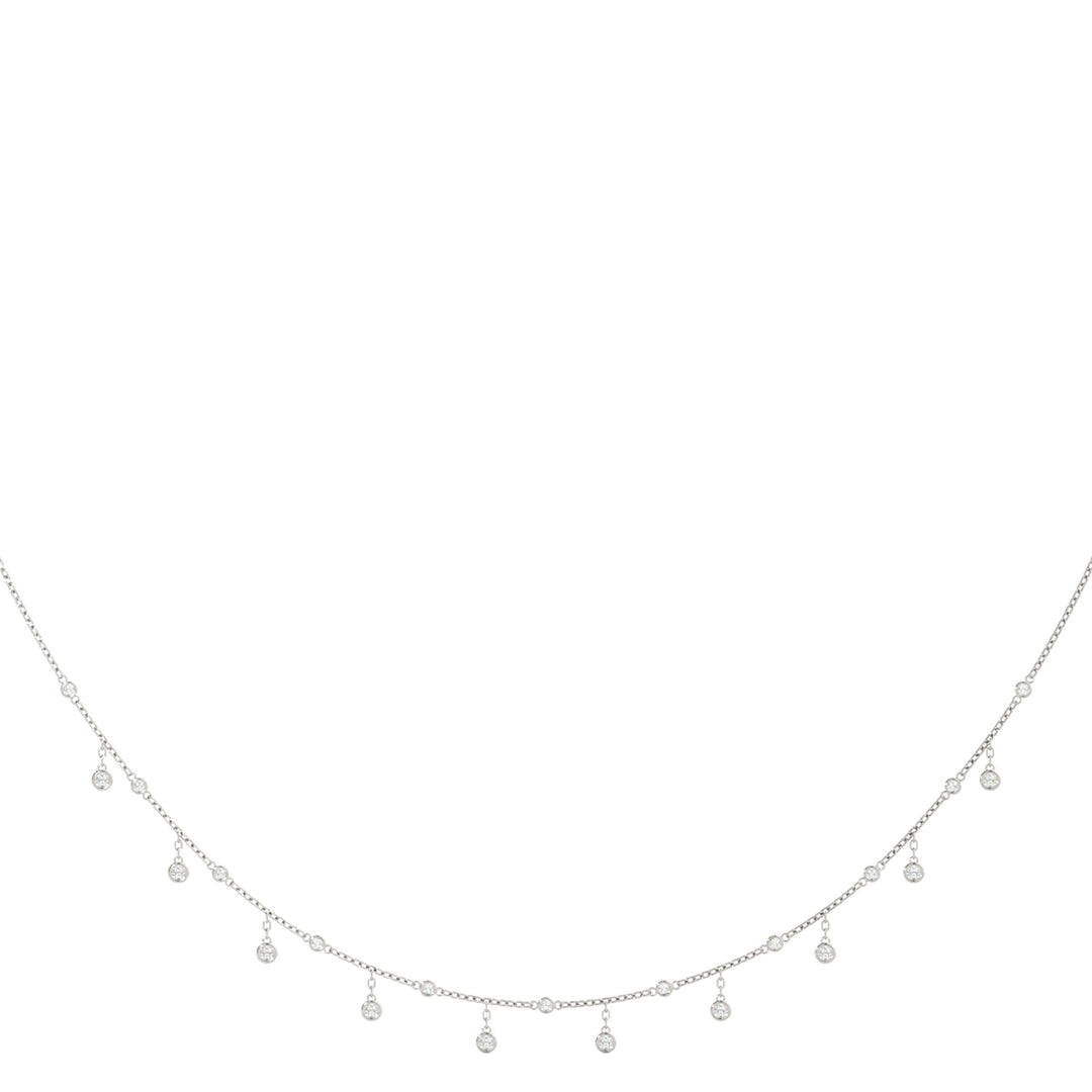 Bezel Set Link Necklace - 14Kt White - 1 1/3 CT - Lab Grown VS-SI1, E/F/G - 60030-11/3