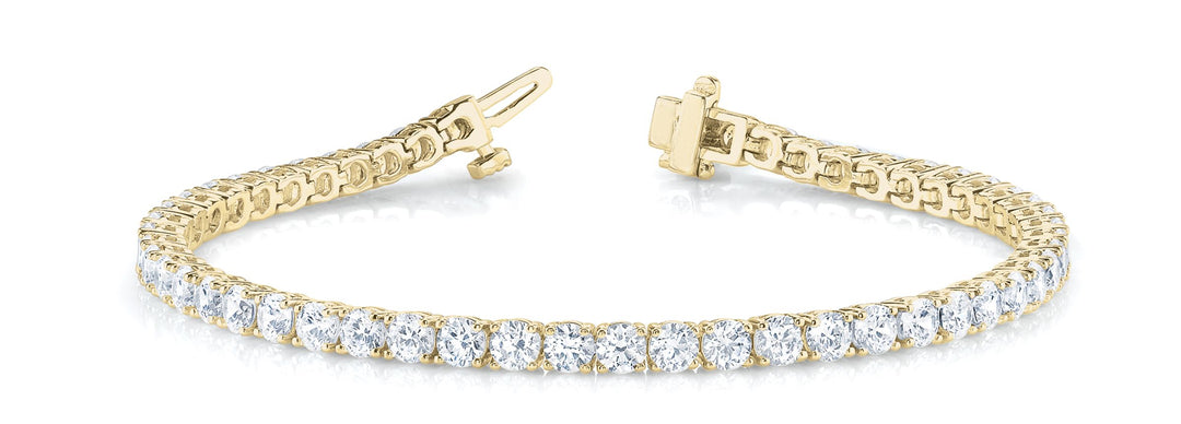 4-Prong Lab Grown Diamond Tennis Bracelet - 14Kt Yellow - 7 CTW - Lab Grown VS-SI1, E/F/G - LGBR001-7