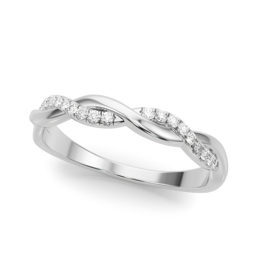 Twisted Diamond Wedding Band - 14Kt White - Natural SI1-SI2, G-H - 51170-W