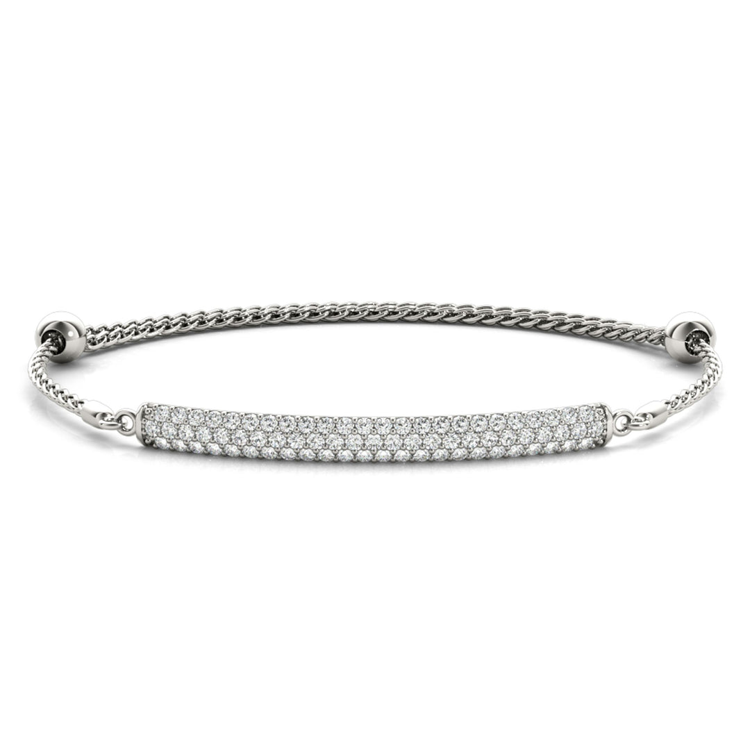 Adjustable Pavé Bar Bracelet - 14Kt White - Lab Grown VS-SI1, E/F/G - 70624
