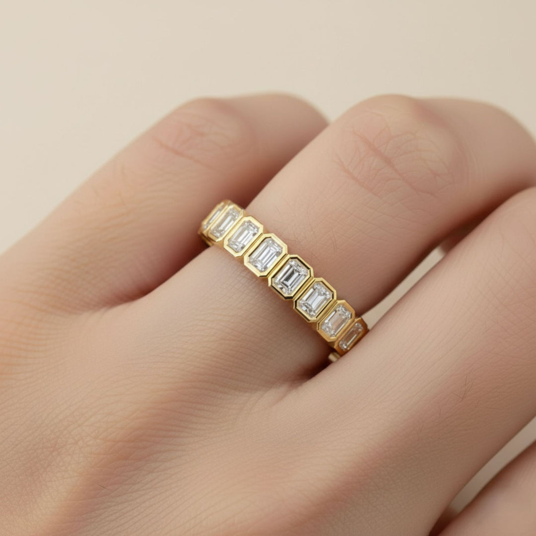 EMERALD HALF ETERNITY - 14Kt Yellow - Lab Grown VS-SI1, E/F/G - L0236R-EM-1.6